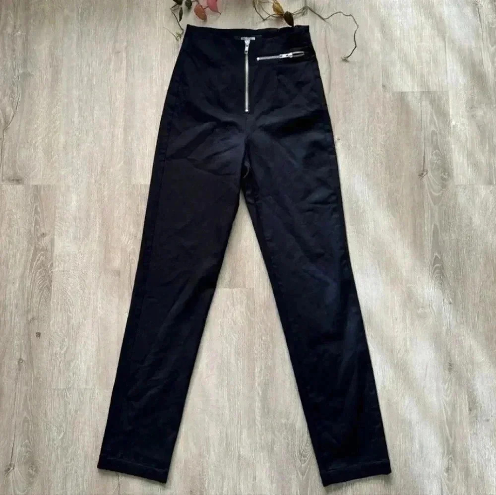 Reformation Zip High Rise Pants in Black